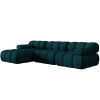Modrá čalouněná rohová pohovka MICADONI Bellis 282 cm, levá