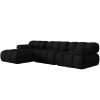 Černá čalouněná rohová pohovka MICADONI Bellis 282 cm, levá