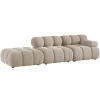 Béžová sametová čtyřmístná pohovka MICADONI Bellis 282 cm, levá
