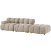 Béžová sametová čtyřmístná pohovka MICADONI Bellis 282 cm, pravá