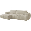 Béžová bouclé rohová rozkládací pohovka Fuji 292 cm, levá