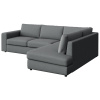 Šedá čalouněná rohová pohovka Baga 297 cm, pravá