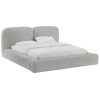 Světle šedá bouclé dvoulůžková postel Micadoni Martina 160 x 200 cm s úložným prostorem