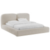 Béžová bouclé dvoulůžková postel Micadoni Martina 160 x 200 cm s úložným prostorem