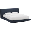 Královsky modrá čalouněná dvoulůžková postel MICADONI Linea 180 x 200 cm
