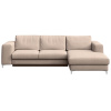 Béžová sametová rohová rozkládací pohovka Rene 277 cm, pravá