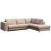 Béžová sametová rohová rozkládací pohovka Rene 302 cm, pravá