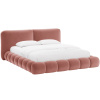 Růžová sametová dvoulůžková postel MICADONI Solange 160 x 200 cm