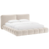 Béžová sametová dvoulůžková postel MICADONI Solange 180 x 200 cm