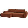 Terakotově oranžová čalouněná rohová rozkládací pohovka Lucien 314 cm, levá