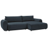Tmavě modrá čalouněná rohová rozkládací pohovka Lucien 314 cm, pravá