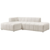 Bílá bouclé rohová pohovka Annecy 262 cm, levá