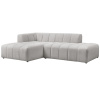 Světle šedá bouclé rohová pohovka Annecy 262 cm, levá
