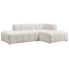 Bílá bouclé rohová pohovka Annecy 262 cm, pravá