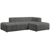 Tmavě šedá bouclé rohová pohovka Annecy 262 cm, pravá