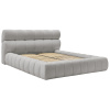 Světle šedá bouclé dvoulůžková postel Mont-Blanc 160 x 200 cm s úložným prostorem