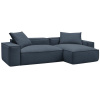 Tmavě modrá čalouněná rohová pohovka Boheme 302 cm, levá/pravá