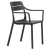 Tmavě šedá plastová zahradní židle Cassia s područkami