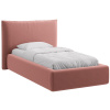 Růžová sametová jednolůžková postel MICADONI Kaelle 90 x 200 cm s úložným prostorem