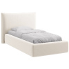 Světle béžová sametová jednolůžková postel MICADONI Kaelle 90 x 200 cm s úložným prostorem