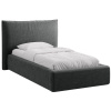 Tmavě šedá žinylková jednolůžková postel MICADONI Kaelle 90 x 200 cm s úložným prostorem