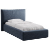 Tmavě modrá žinylková jednolůžková postel MICADONI Kaelle 90 x 200 cm s úložným prostorem