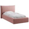 Růžová žinylková jednolůžková postel MICADONI Kaelle 90 x 200 cm s úložným prostorem
