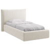 Světle béžová žinylková jednolůžková postel MICADONI Kaelle 90 x 200 cm s úložným prostorem