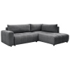 Tmavě šedá čalouněná rohová rozkládací pohovka Arsene 277 cm, pravá