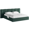 Zelená bouclé dvoulůžková postel MICADONI Eric 160 x 200 cm s úložným prostorem