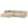 Světle béžová sametová rohová rozkládací pohovka Micadoni Martina 280 cm, levá