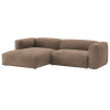 Tmavě béžová sametová rohová rozkládací pohovka Micadoni Martina 280 cm, levá