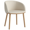 Krémově bílá bouclé jídelní židle Join s dubovou podnoží