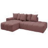 Růžová čalouněná rohová pohovka Mont-Blanc 313 cm, levá