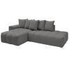 Tmavě šedá čalouněná rohová pohovka Mont-Blanc 313 cm, levá