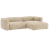 Světle béžová sametová rohová rozkládací pohovka Micadoni Martina 280 cm, pravá