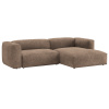 Tmavě béžová sametová rohová rozkládací pohovka Micadoni Martina 280 cm, pravá