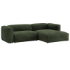 Zelená sametová rohová rozkládací pohovka Micadoni Martina 280 cm, pravá