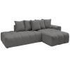 Tmavě šedá čalouněná rohová pohovka Mont-Blanc 313 cm, pravá