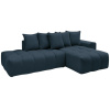 Tmavě modrá čalouněná rohová pohovka Mont-Blanc 313 cm, pravá
