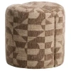 Hnědý  vzorovaný puf Kave Home Nedilo Ø45 cm