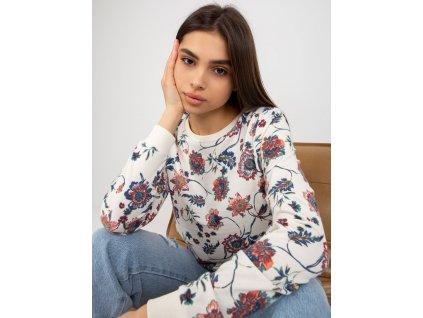 pol pl Hurt Ecru damska bluza w kwiaty z okraglym dekoltem 395434 2