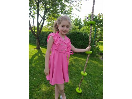 Dívčí šaty s knoflíky, růžové