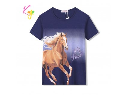 KUGO Dívčí tričko s koněm, tmavě modré