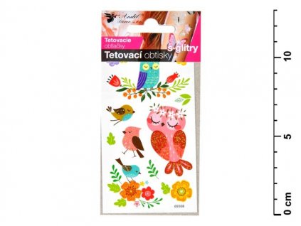 tetovaci obtisky andel 1100 sovy s glitry 10 5x6cm max