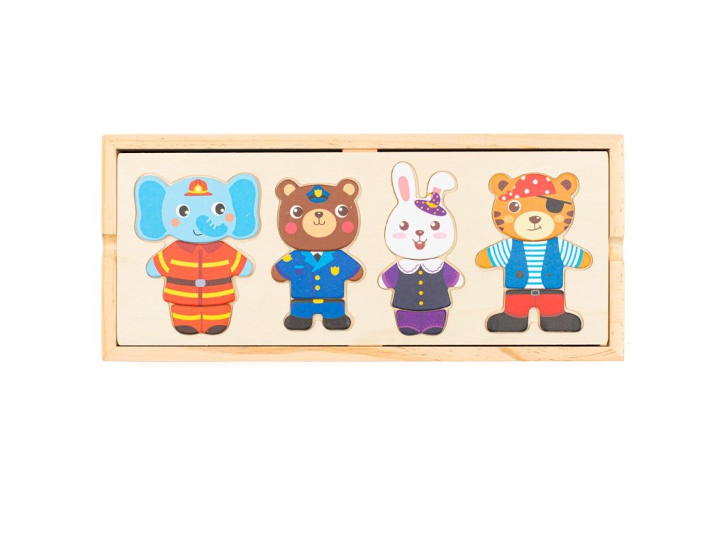 Vkládačka puzzle v krabičce zvířátka Montessori Baby Mix (Barva Multicolor)