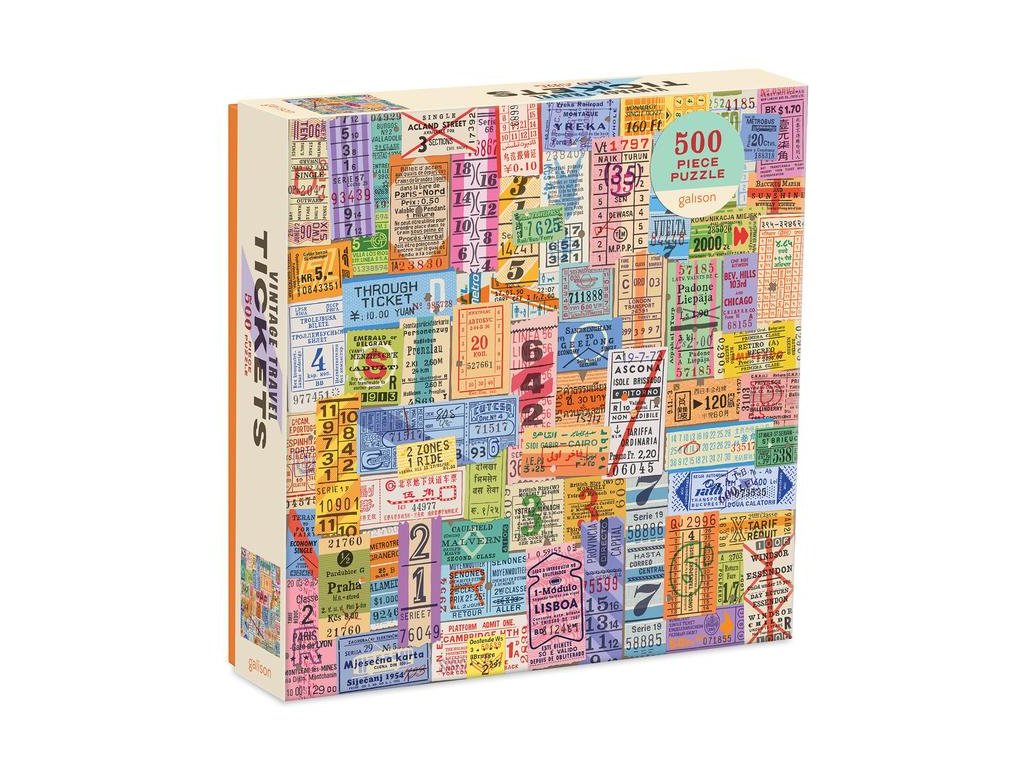 Galison Puzzle Cestovní lístky vintage 500 dílků