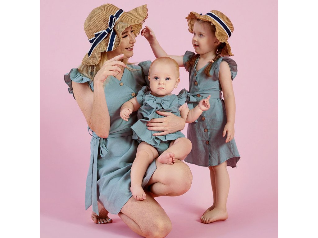 Jednobarevné šaty pro mámu a dceru, pro nejmenší bodíčka-šaty - Mom & Kids