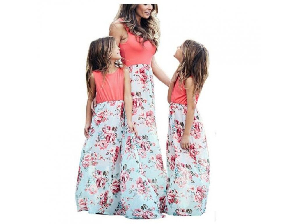 0 Mother Daughter Dresses Outfits Sleeveless Long Dress Mom And Daughter Dress Girls Mother And Me Dress (1)