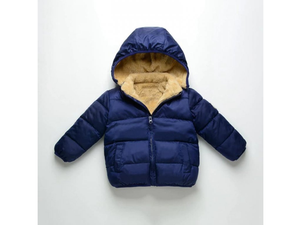 Dětská jednobarevná zimní bunda s flísem - Mom & Kids